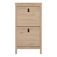 Thumbnail for Barcelona Shoe Cabinet 2 Flap Doors in Jackson Hickory Oak