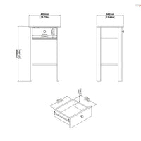 Thumbnail for Barcelona Bedside Table with 1 Drawer in White