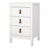 Thumbnail for Barcelona Bedside Table 3 Drawers in White