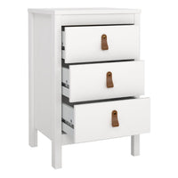 Thumbnail for Barcelona Bedside Table 3 Drawers in White