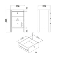 Thumbnail for Barcelona Bedside Table 3 Drawers in Matt Black