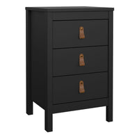 Thumbnail for Barcelona Bedside Table 3 Drawers in Matt Black