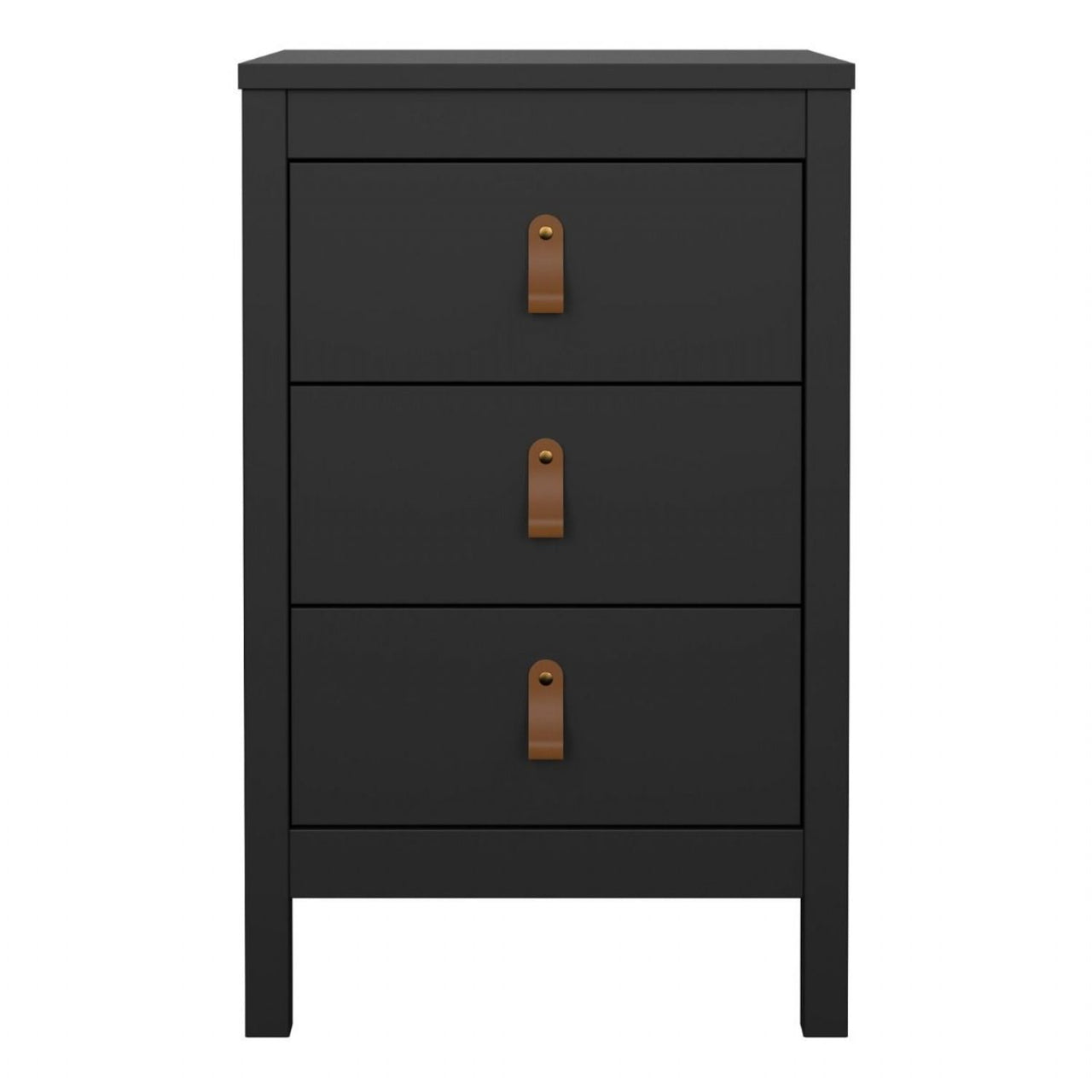 Barcelona Bedside Table 3 Drawers in Matt Black