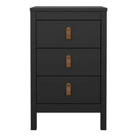 Thumbnail for Barcelona Bedside Table 3 Drawers in Matt Black