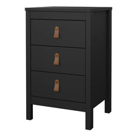 Thumbnail for Barcelona Bedside Table 3 Drawers in Matt Black