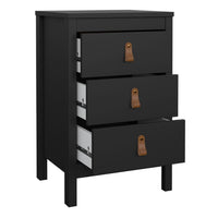 Thumbnail for Barcelona Bedside Table 3 Drawers in Matt Black