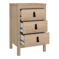 Thumbnail for Barcelona Bedside Table 3 Drawers in Jackson Hickory Oak