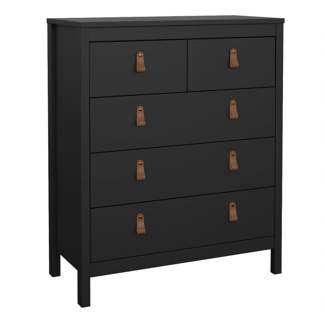 Barcelona Package Bedside Table 2 drawers + Chest 3+2 drawer + Wardrobe with 2 doors in Matt Black