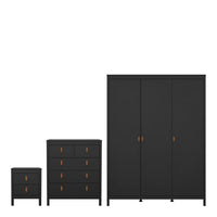 Thumbnail for Barcelona Package Bedside Table 2 drawers + Chest 3+2 drawer + Wardrobe with 3 doors in Matt Black