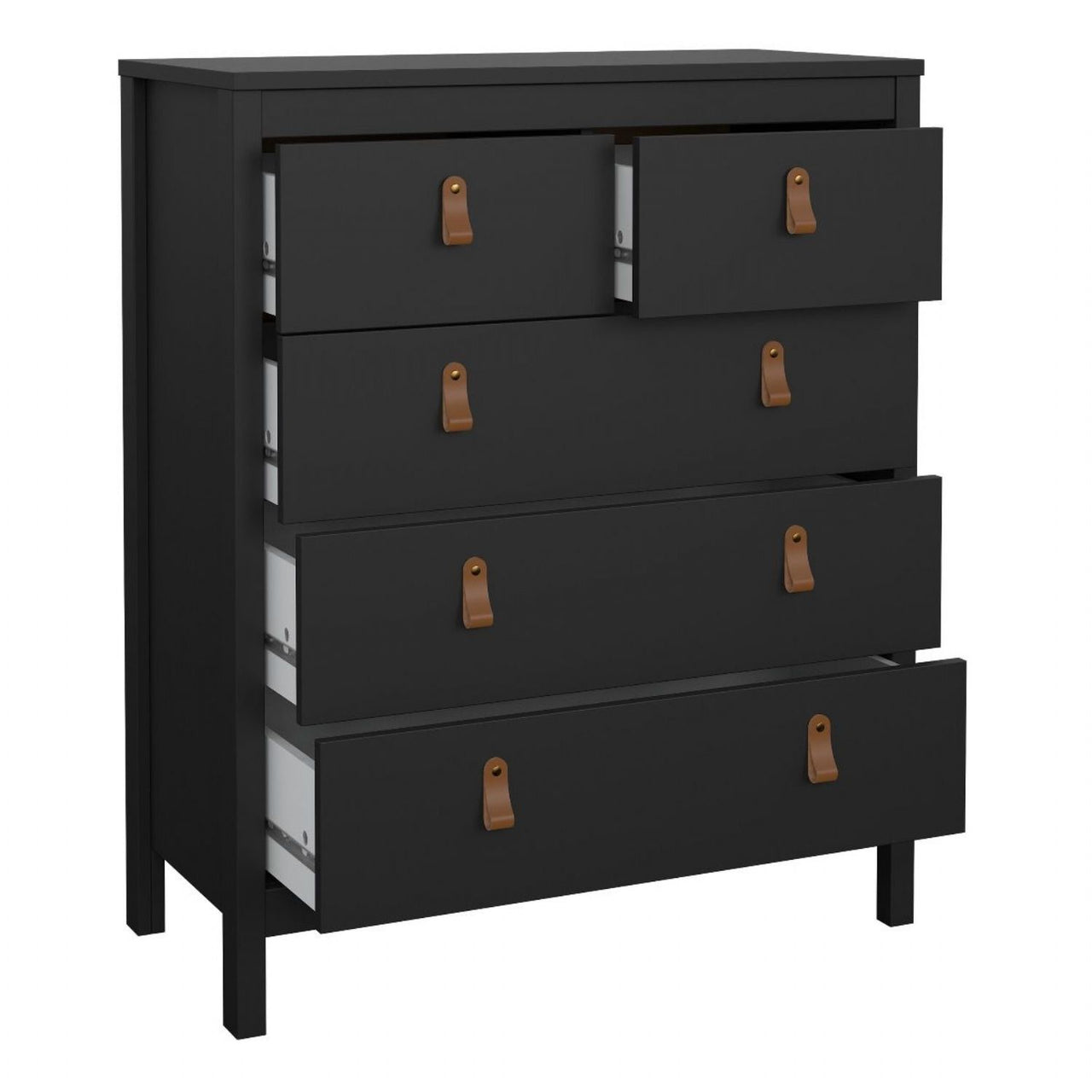 Barcelona Package Bedside Table 2 drawers + Chest 3+2 drawer + Wardrobe with 3 doors in Matt Black