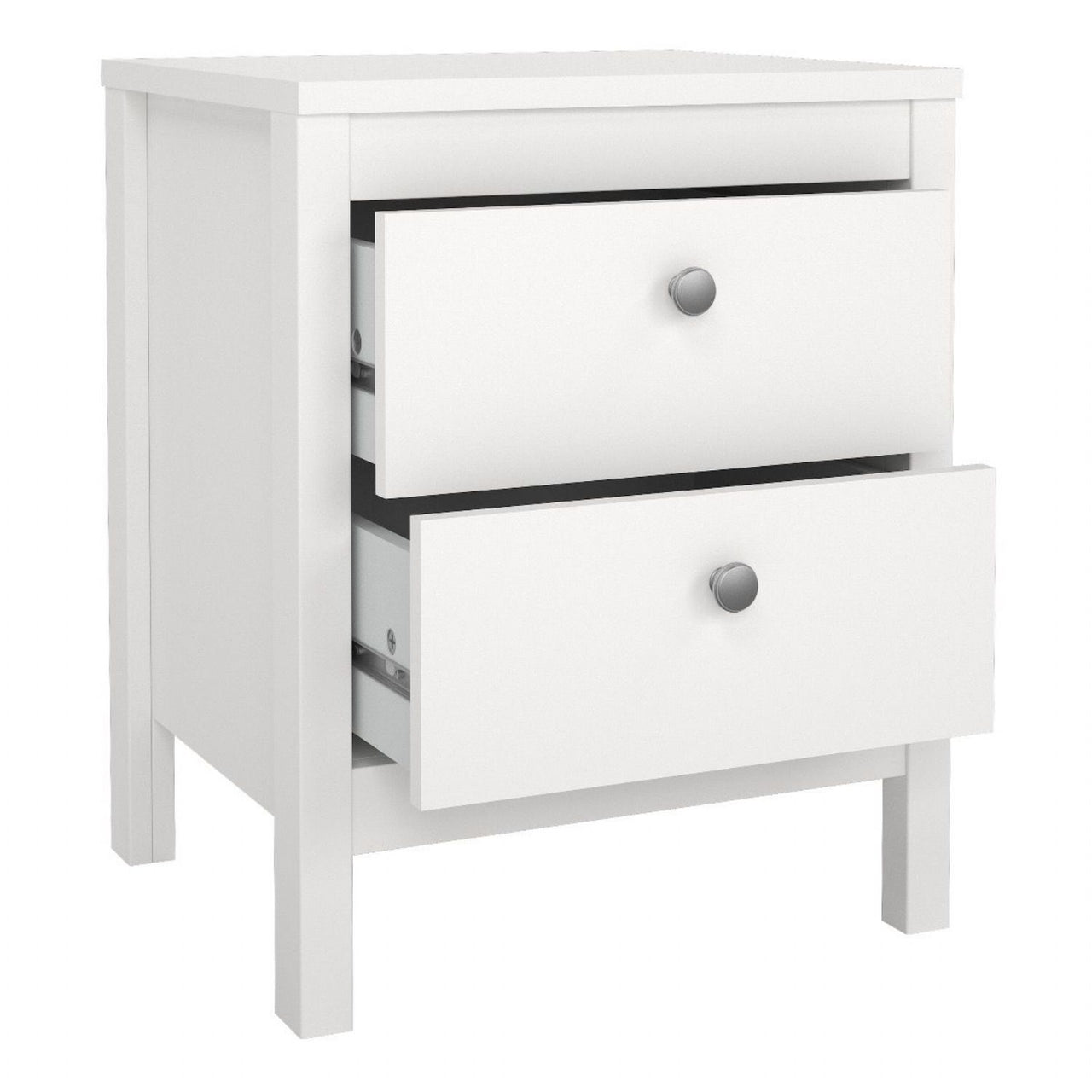 Madrid Package Bedside Table 2 drawers + Chest 3+2 drawer + Wardrobe with 2 doors in White