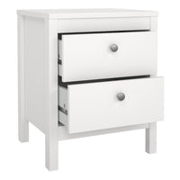 Thumbnail for Madrid Package Bedside Table 2 drawers + Chest 3+2 drawer + Wardrobe with 2 doors in White