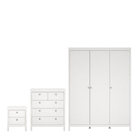 Thumbnail for Madrid Package Bedside Table 2 drawers + Chest 3+2 drawer + Wardrobe with 3 doors in White