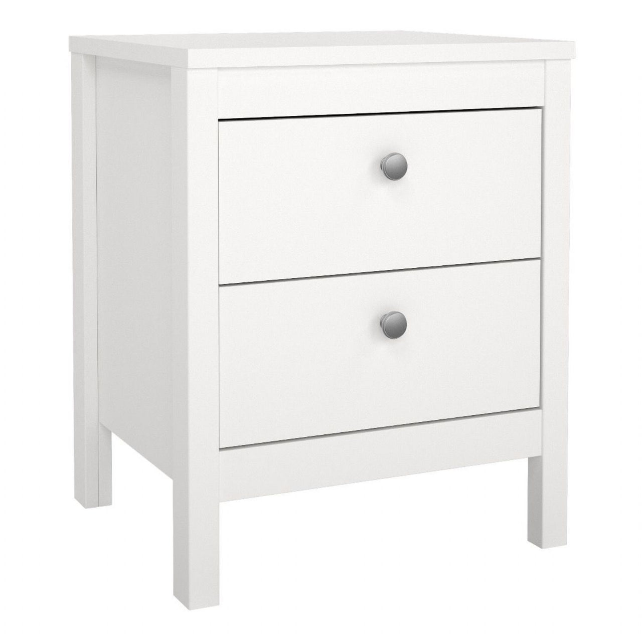 Madrid Package Bedside Table 2 drawers + Chest 3+2 drawer + Wardrobe with 3 doors in White