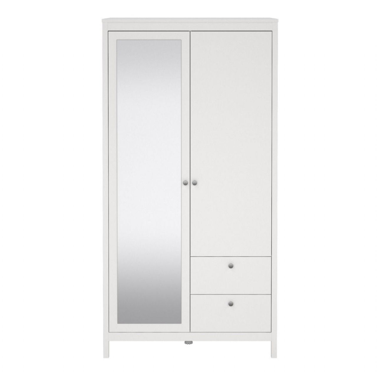 Madrid Wardrobe with 1 door 1 mirror door + 2 drawers White