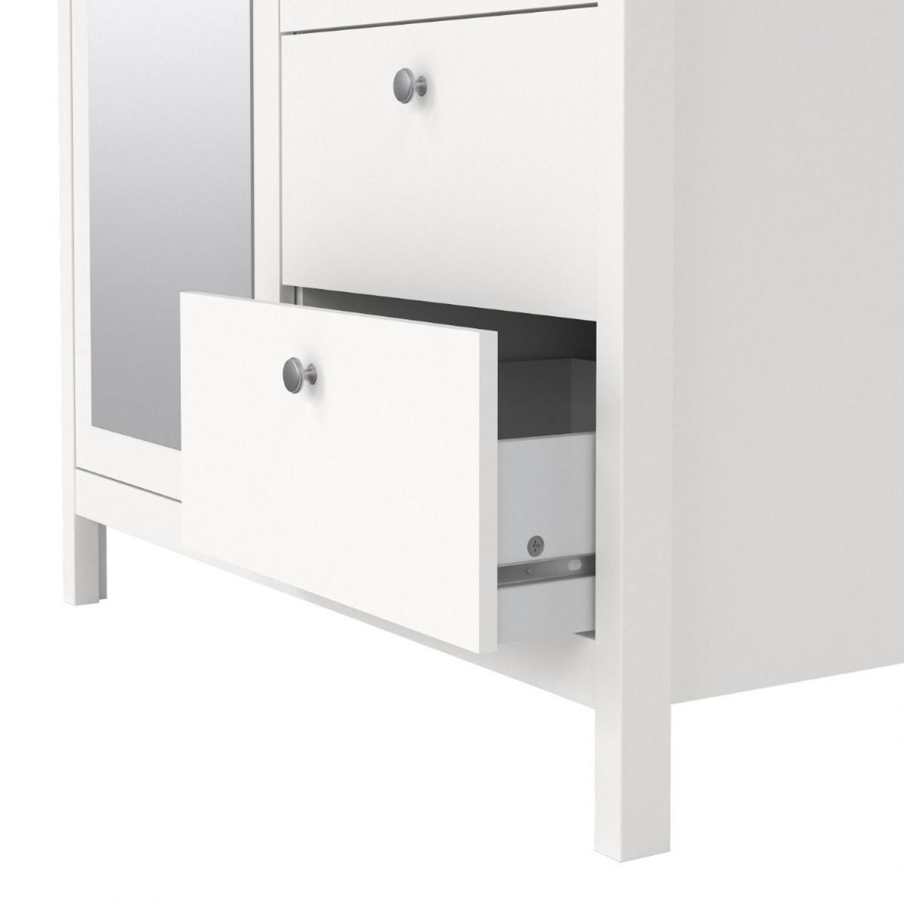 Madrid Wardrobe with 1 door 1 mirror door + 2 drawers White