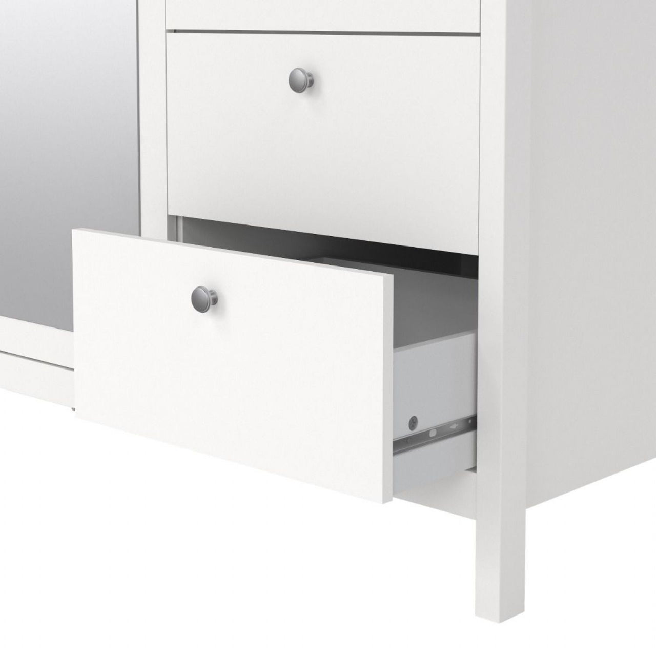 Madrid Wardrobe with 2 doors 1 mirror door + 2 drawers White