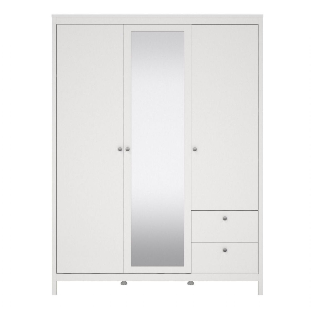 Madrid Wardrobe with 2 doors 1 mirror door + 2 drawers White