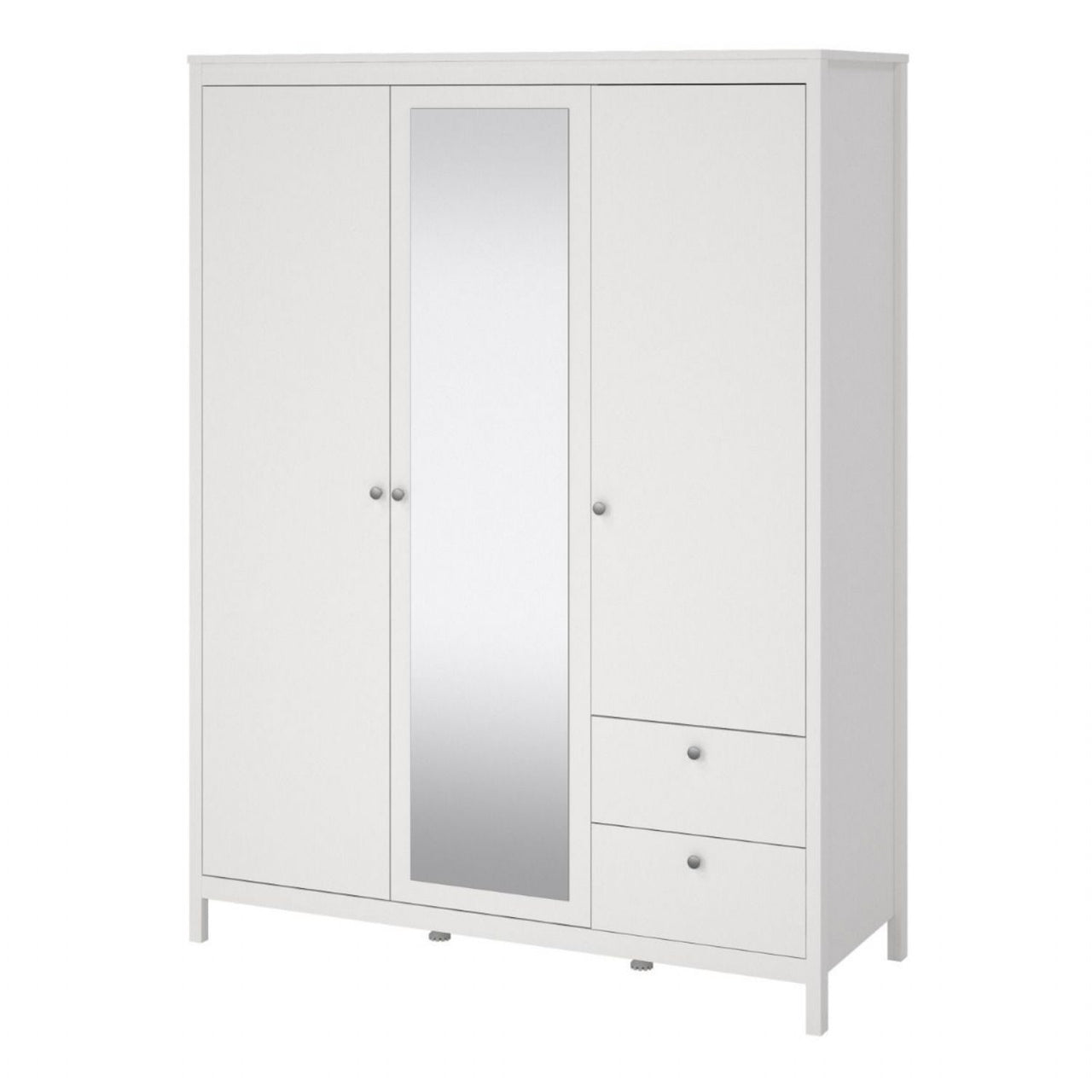 Madrid Wardrobe with 2 doors 1 mirror door + 2 drawers White