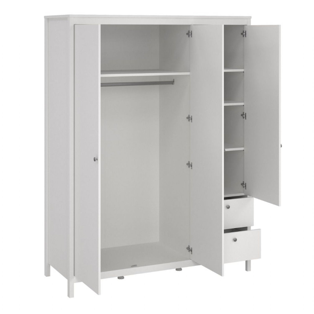 Madrid Wardrobe with 2 doors 1 mirror door + 2 drawers White