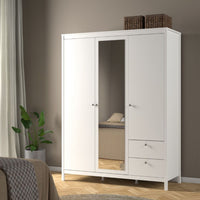 Thumbnail for Madrid Wardrobe with 2 doors 1 mirror door + 2 drawers White