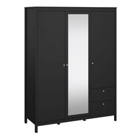 Thumbnail for Madrid Wardrobe with 2 doors 1 mirror door + 2 drawers Matt Black