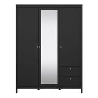 Thumbnail for Madrid Wardrobe with 2 doors 1 mirror door + 2 drawers Matt Black