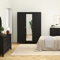 Thumbnail for Madrid Wardrobe with 2 doors 1 mirror door + 2 drawers Matt Black