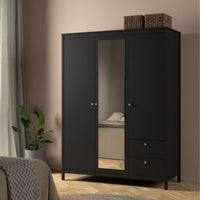 Thumbnail for Madrid Wardrobe with 2 doors 1 mirror door + 2 drawers Matt Black