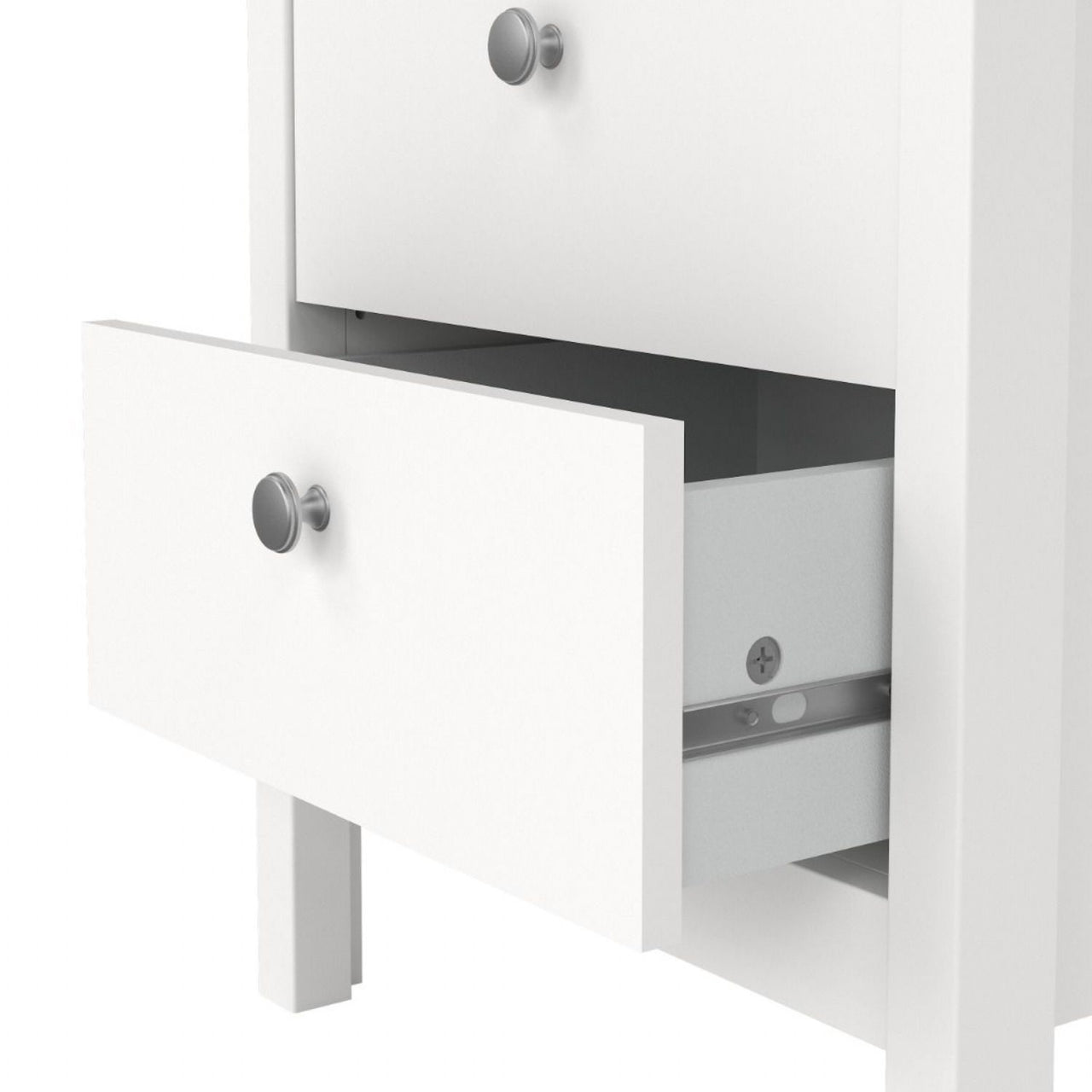 Bedside Table 2 drawers in White