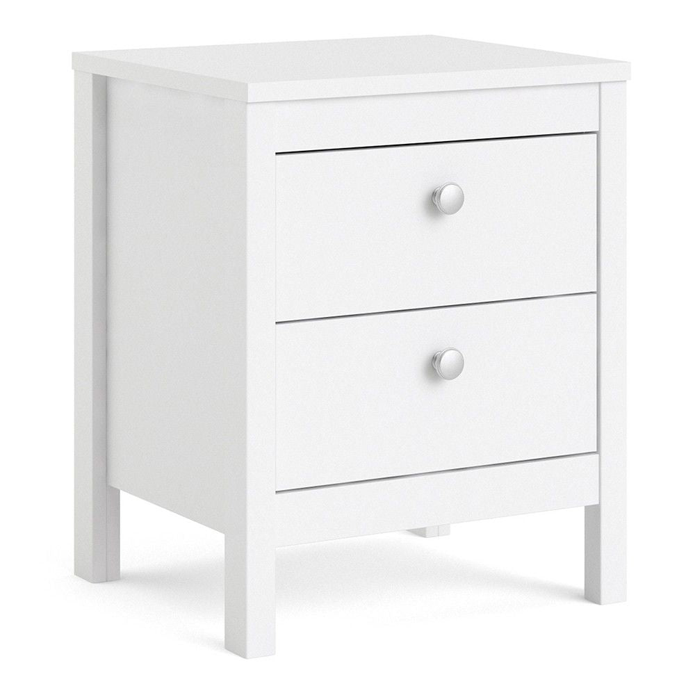 Bedside Table 2 drawers in White