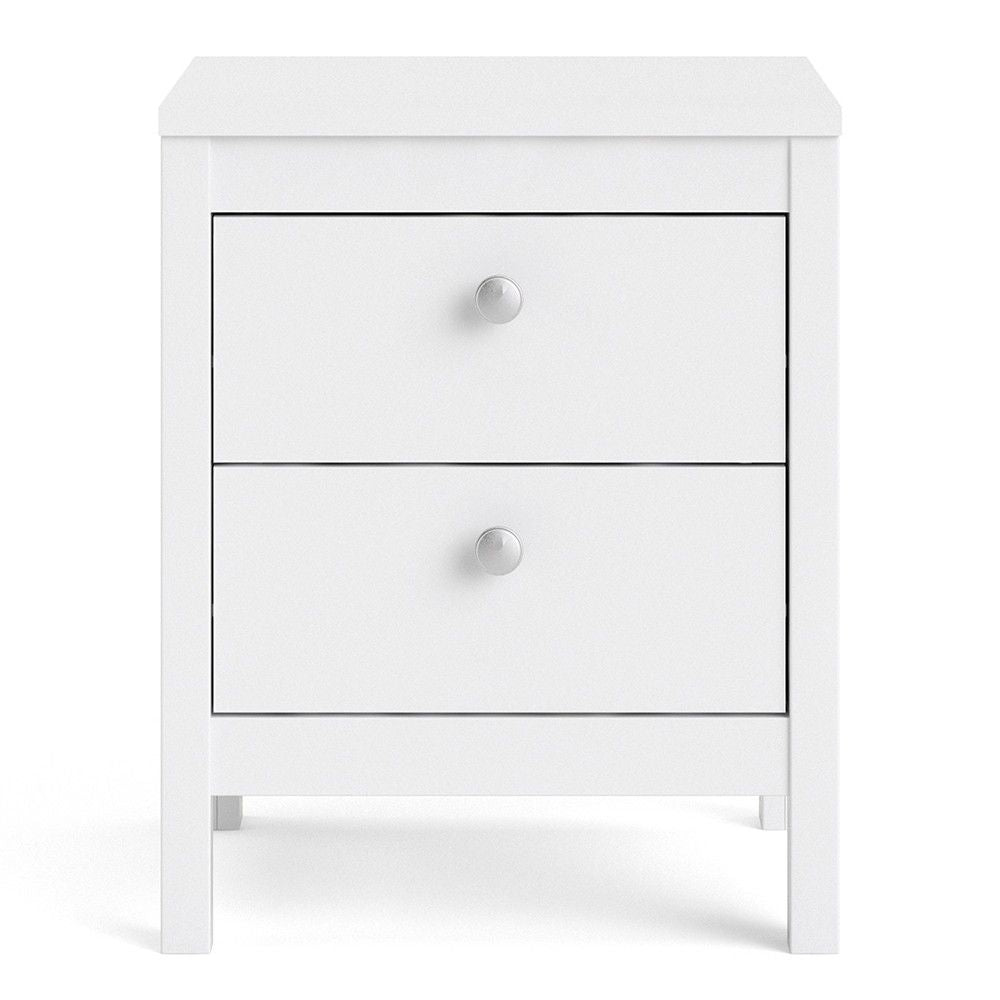 Bedside Table 2 drawers in White