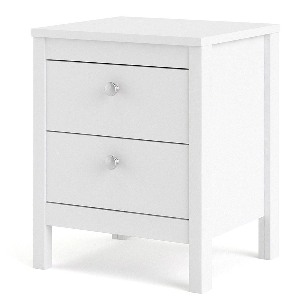 Bedside Table 2 drawers in White