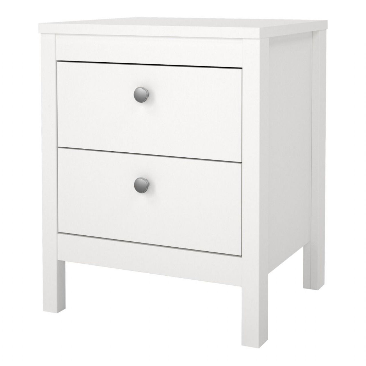 Bedside Table 2 drawers in White