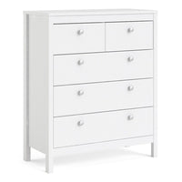 Thumbnail for White 5 Drawer Chest With Round Metal Knobs