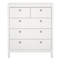 Thumbnail for White 5 Drawer Chest With Round Metal Knobs