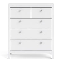 Thumbnail for White 5 Drawer Chest With Round Metal Knobs