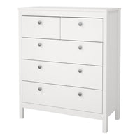 Thumbnail for White 5 Drawer Chest With Round Metal Knobs