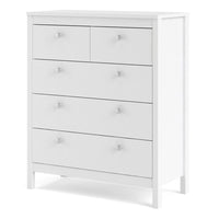 Thumbnail for White 5 Drawer Chest With Round Metal Knobs