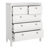 Thumbnail for White 5 Drawer Chest With Round Metal Knobs