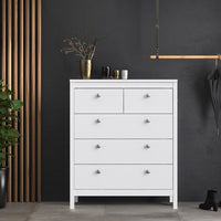 Thumbnail for White 5 Drawer Chest With Round Metal Knobs