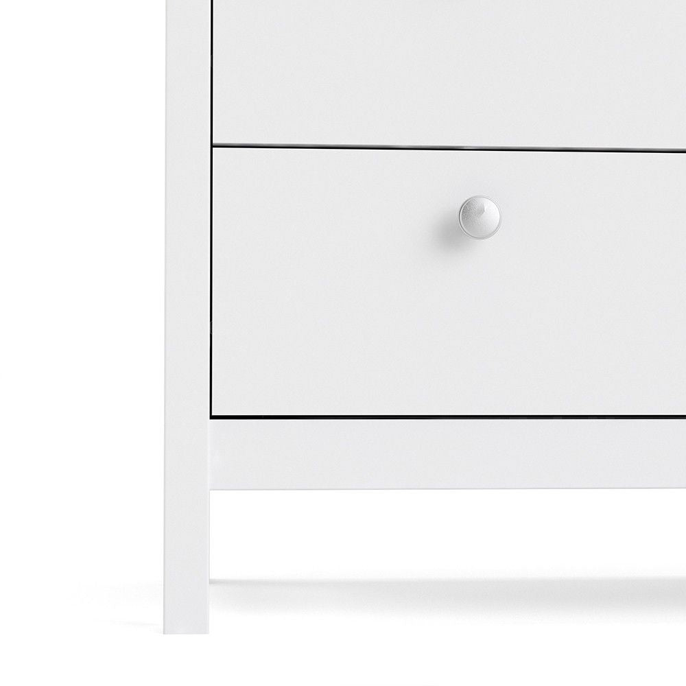 White 5 Drawer Chest With Round Metal Knobs