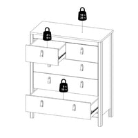 Thumbnail for Matt Black 5 Drawer Chest Drawers Round Metal Knobs