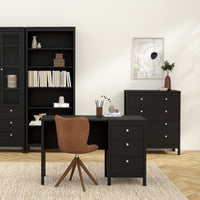 Thumbnail for Matt Black 5 Drawer Chest Drawers Round Metal Knobs