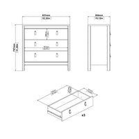 Thumbnail for Modern Wide White 3 Drawer Chest