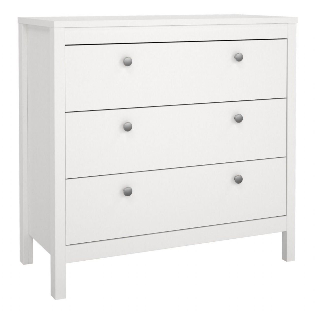 Modern Wide White 3 Drawer Chest