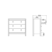 Thumbnail for Wide Matt Black 3 Drawer Chest With Metal Handles