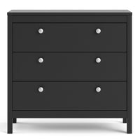 Thumbnail for Wide Matt Black 3 Drawer Chest With Metal Handles