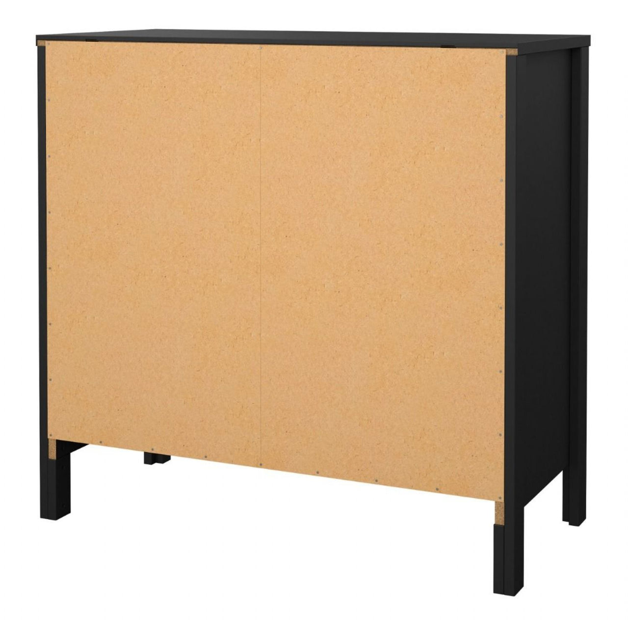 Wide Matt Black 3 Drawer Chest With Metal Handles