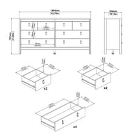 Thumbnail for Wide White 8 Drawer Double Dresser With Metal Knobs 79.7x159.4x38.4cm